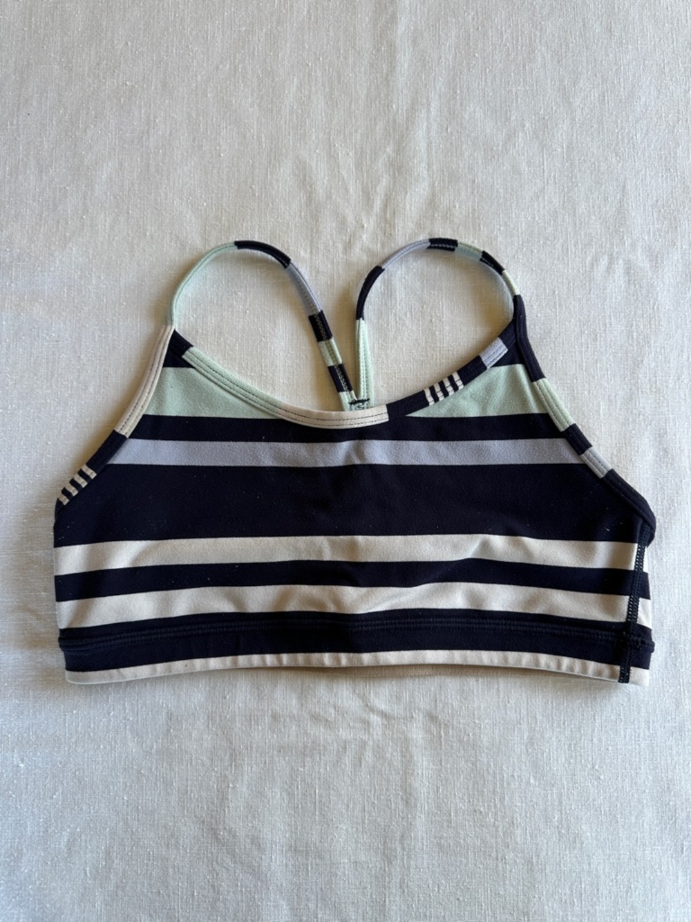 Lululemon Flow Y Bra Discover Stripe White Deep Indigo
